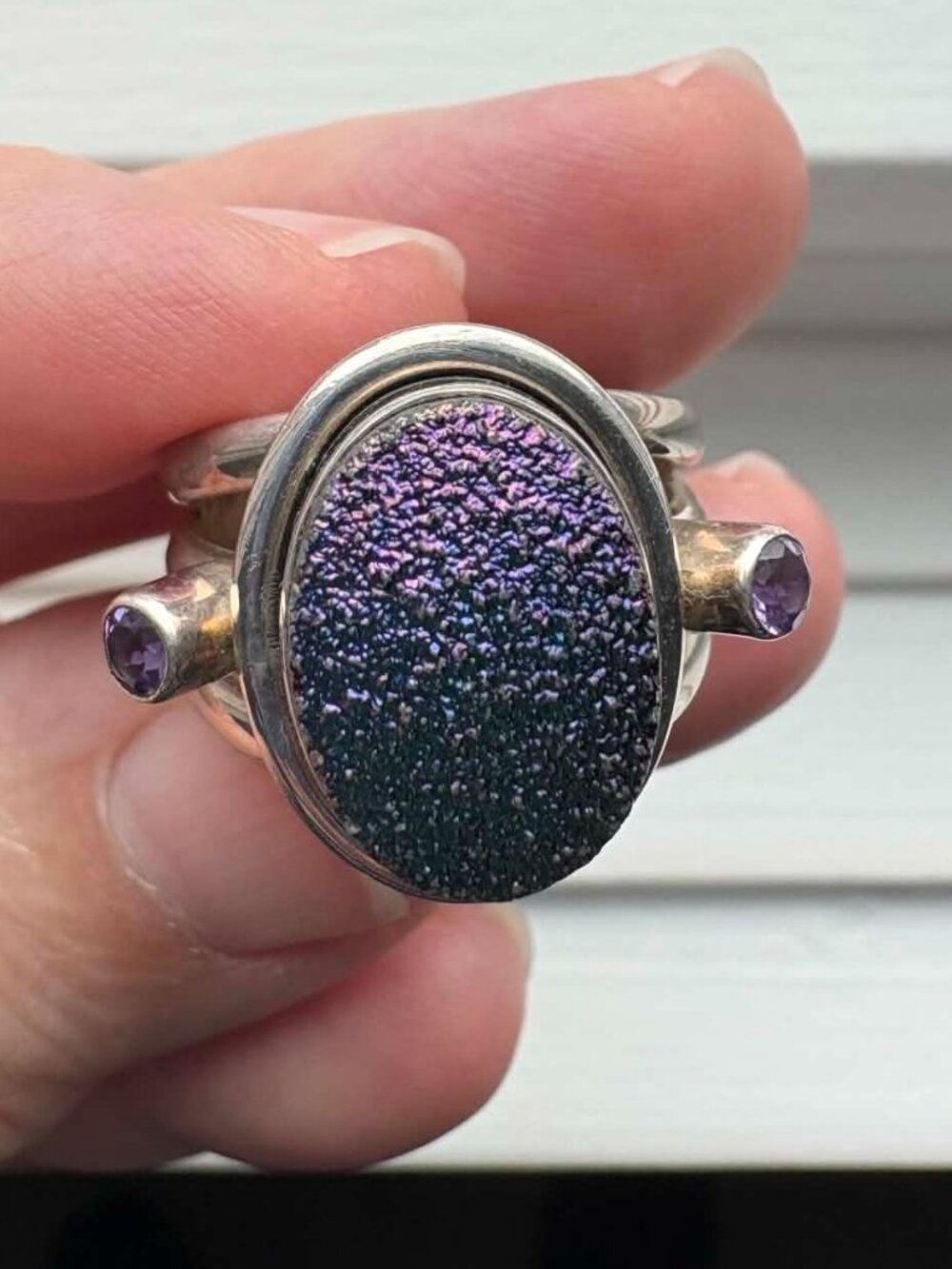 Nicky Butler Sterling Silver Druzy Quartz & Amethyst Ring – Jaipur India